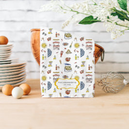 サマーイタリアンドードルモノグラム茶タオル キッチンタオル