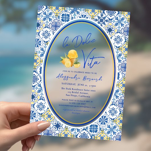 サマーイタリアンラドルチェヴィータブライダルシャワー アクリル招待状