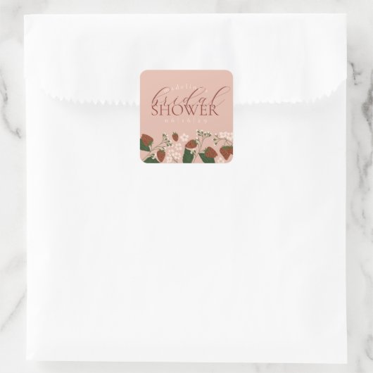 サマーイチゴのブライダルシャワー スクエアシール (バッグ)