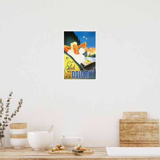 サマーインドロミテスイタリアヴィンテージ旅行 ポスター (キッチン)