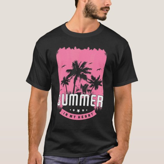 サマーインマイミーハートバケーションビーチサマー Tシャツ (正面)