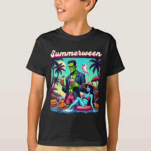 サマーウィンサマーハロウィンゾンビフランケンシュタインボー Tシャツ