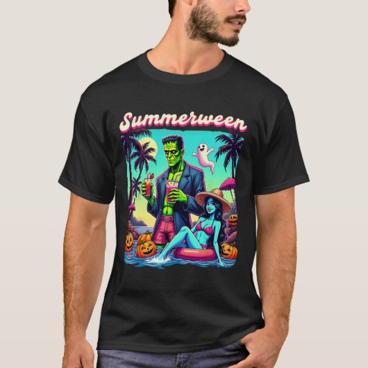 サマーウィンサマーハロウィンゾンビフランケンシュタインボー Tシャツ (正面)