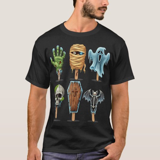 サマーウィーンのホラー映画 暑い夏 アイスキャンディー ハロウィン Tシャツ (正面)