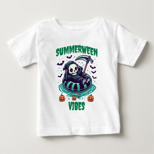 サマーウィーンの雰囲気 - リラックスした死神 ベビーTシャツ (正面)