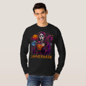 サマーウィーンゴーストフェイスパンプキンビーチ Tシャツ (正面フル)