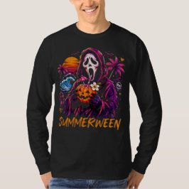 サマーウィーンゴーストフェイスパンプキンビーチ Tシャツ