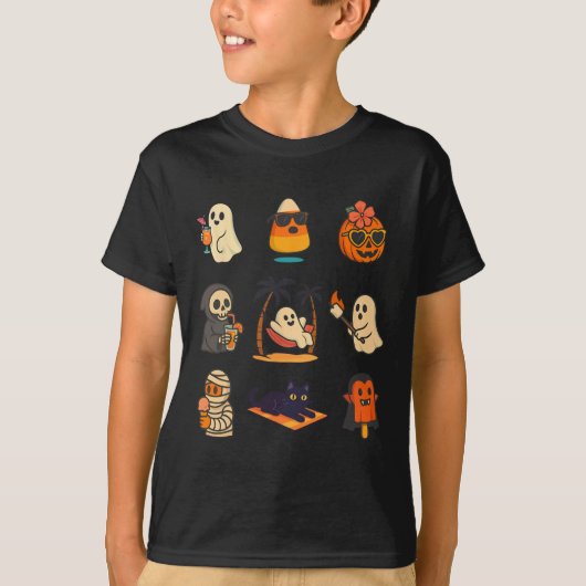 サマーウィーン幽霊パンプキンハロウィンスポーキーサマーT Tシャツ (正面)