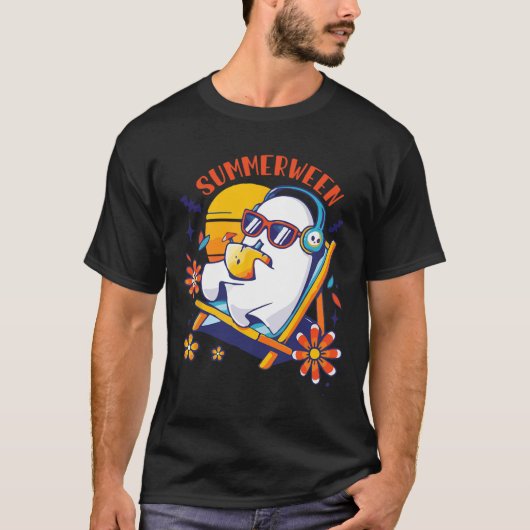 サマーウィーン かわいい スプーキー サマー ゴースト ハロウィン ラブ Tシャツ (正面)