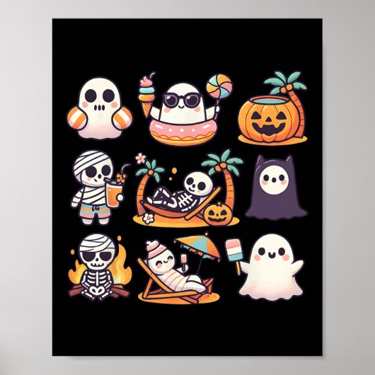 サマーウィーン ゴースト パンプキン 夏 ハロウィン スプーキー S ポスター (正面)