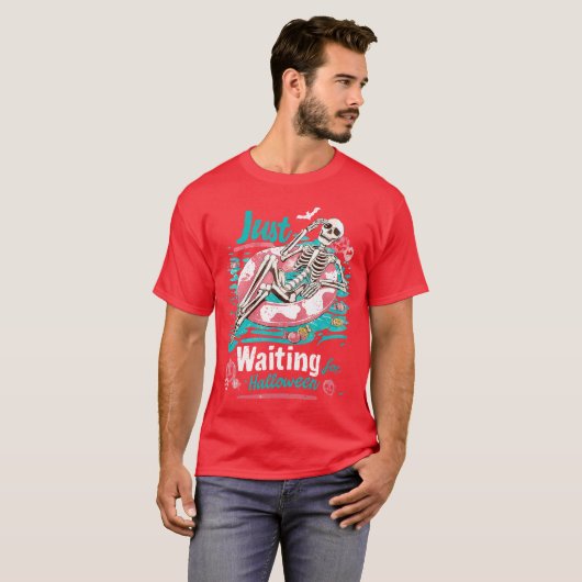 サマーウィーン サマー スケルトン ビーチ ヴァイブス 待ってる Tシャツ (正面フル)