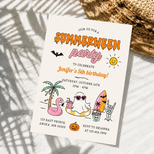 サマーウィーン サマー プール ハロウィン 誕生日パーティー 招待状