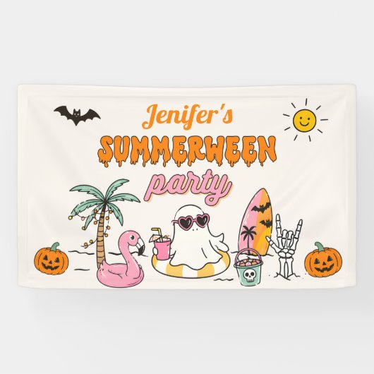 サマーウィーン サマー プール ハロウィン 誕生日パーティー 横断幕 (横)