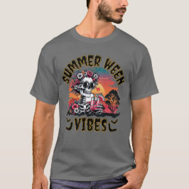 サマーウィーン・スケルトン・バイブス - フラワーサンセットレトロ Tシャツ