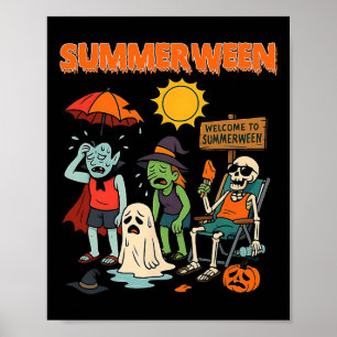 サマーウィーン スケルトン ビーチ パーティー ハロウィン ビブス 1 ポスター