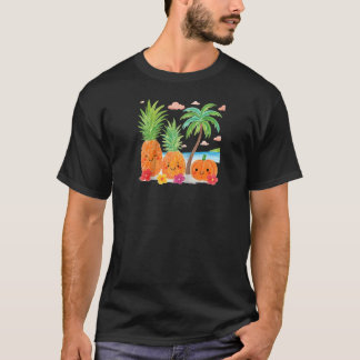 サマーウィーン パイナップル ハイビスカス パンプキン ビーチ ホリダ Tシャツ