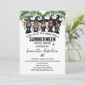 サマーウィーン・パーティー魔女の女の子のプールパーティ 招待状 (スタンド正面)