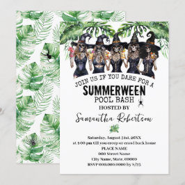 サマーウィーン・パーティー魔女の女の子のプールパーティ 招待状