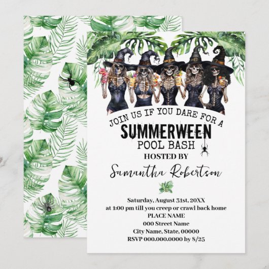 サマーウィーン・パーティー・ウィッチーズ・ガールズ・プール・バッシュ 招待状 (正面/裏面)