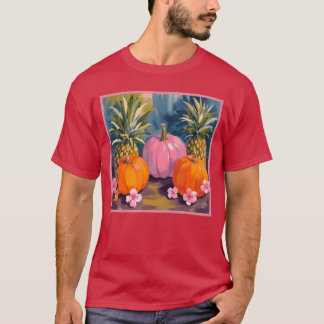 サマーウィーン ピンク パンプキン パイナップル ハイビスカス ハロウィン Tシャツ