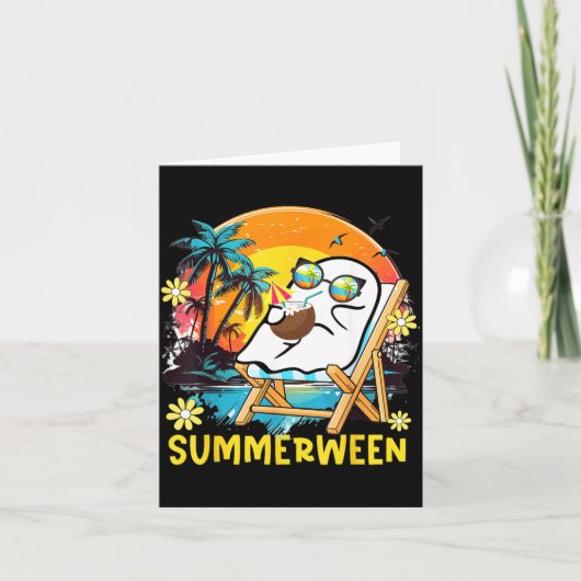 サマーウィーン 楽しい 夏 ハロウィン ゴースト サマー カード (正面)