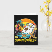 サマーウィーン 楽しい 夏 ハロウィン ゴースト サマー カード (黄色い花)
