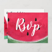サマーウェディングRSVPスイカ付きポストカード インビテーションポストカード (正面/裏面)