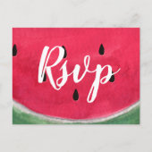 サマーウェディングRSVPスイカ付きポストカード インビテーションポストカード (正面)