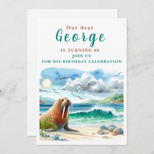 サマーウォラス – 誕生日招待状カード 招待状 (正面/裏面)