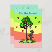 サマーウォーターおもしろいブラックラブラドール漫画 招待状 (正面/裏面)