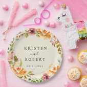 サマーウォーターカラーガーデン結婚フローラ ペーパープレート (パーティー)