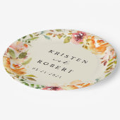 サマーウォーターカラーガーデン結婚フローラ ペーパープレート (アングル)