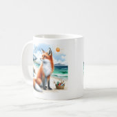 サマーウォーターカラーキツネオンビーチ コーヒーマグカップ (正面左)