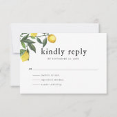 サマーウォーターカラーシトラスレモン緑 出欠カード (正面)