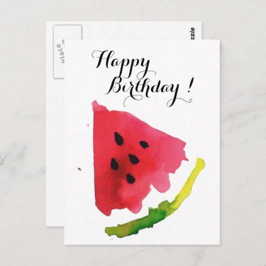 サマーウォーターカラースイカ ポストカード (正面/裏面)