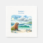 サマーウォーターカラーセイウレス スタンダードカクテルナプキン (正面)