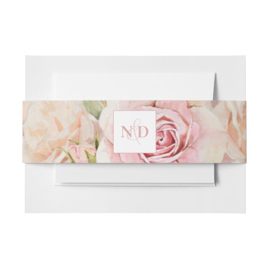 サマーウォーターカラーバラピンク赤面 招待状ベリーバンド (正面例)