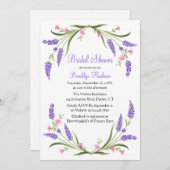 サマーウォーターカラーパープルフローラブライダルシャワー 招待状 (正面/裏面)