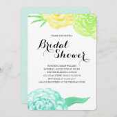 サマーウォーターカラーフラワーズブライダルシャワー 招待状 (正面/裏面)