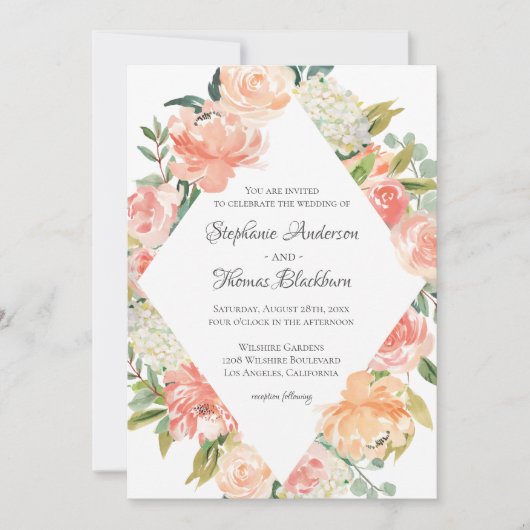 サマーウォーターカラーフローラメドレー 招待状 (正面)