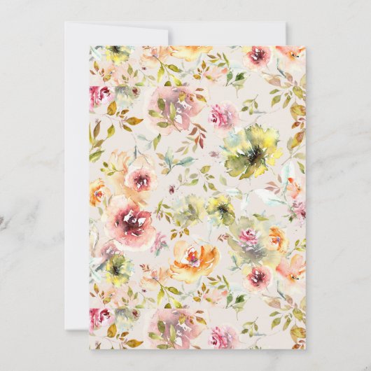 サマーウォーターカラーフローラ庭園の結婚式招待状 招待状 (裏面)