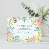 サマーウォーターカラーフローラ100誕生日 サンキューカード (スタンド正面)