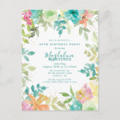 サマーウォーターカラーフローラ60th誕生日招待状 ポストカード (正面)