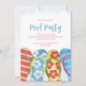 サマーウォーターカラーブルーウォータープールパーティー 招待状 (正面)