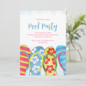 サマーウォーターカラーブルーウォータープールパーティー 招待状 (スタンド正面)