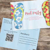 サマーウォーターカラープールパーティーかわいいカスタム ポストカード