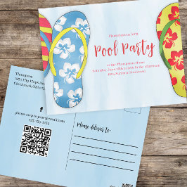 サマーウォーターカラープールパーティーかわいいカスタム ポストカード