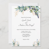 サマーウォーターカラーユーカリフローラ結婚ズ 招待状 (正面)