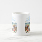 サマーウォーターカラーラクーンのビーチ コーヒーマグカップ (中央)