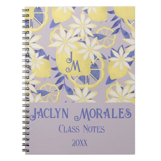 サマーウォーターカラーラベンダーレモンフローラ ノートブック (正面)